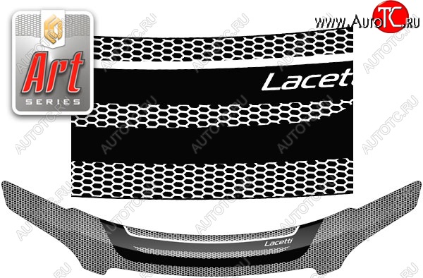 2 399 р. Дефлектор капота CA-Plastiс  Chevrolet Lacetti  универсал (2002-2013) (Серия Art белая)  с доставкой в г. Калуга