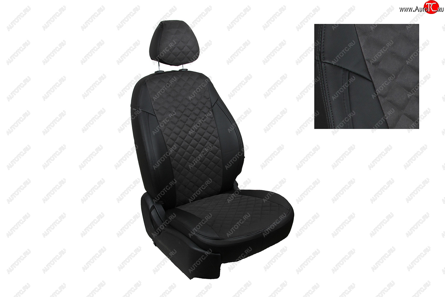 5 549 р. Чехлы для сидений Seintex Ромб Алькантара  Chevrolet Lanos  T100 (2002-2017) (Цвет: черный)  с доставкой в г. Калуга