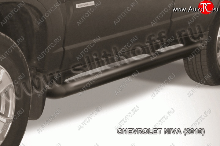 8 349 р. Защита порогов d76 труба Slitkoff  Chevrolet Niva  2123 (2009-2020) (Нержавейка, Полированная)  с доставкой в г. Калуга