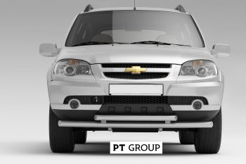 5 399 р. Защита переднего бампера Petroil Tuning (Ø63/51 мм)  Chevrolet Niva  2123 (2009-2020), Лада 2123 (Нива Шевроле) (2009-2021) (Сталь полимерным покрытием в цвет: серебристый ❞Искра❝)  с доставкой в г. Калуга. Увеличить фотографию 1