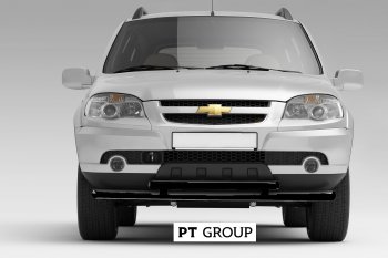 5 399 р. Защита переднего бампера Petroil Tuning (Ø63/51 мм)  Chevrolet Niva  2123 (2009-2020), Лада 2123 (Нива Шевроле) (2009-2021) (Сталь с полимерным покрытием в цвет: черный ❞Шагрень❝)  с доставкой в г. Калуга. Увеличить фотографию 1