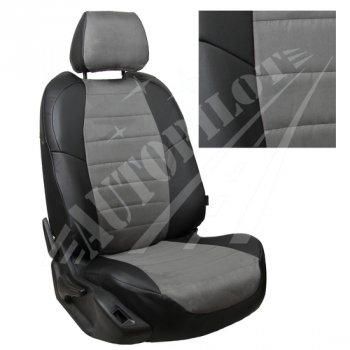 13 449 р. Чехлы сидений AUTOPILOT Алькантара ()  Chevrolet Spark  M300 (2010-2022) (Черный + Серый)  с доставкой в г. Калуга. Увеличить фотографию 1