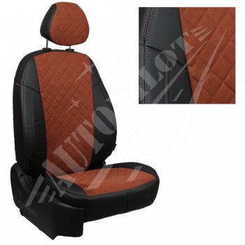 13 999 р. Чехлы сидений AUTOPILOT Алькантара Ромб (задние спинка и сиденье 60/40  Chevrolet Spark  M300 (2010-2022) (Черный + Коричневый)  с доставкой в г. Калуга. Увеличить фотографию 1