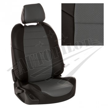 7 249 р. Чехлы сидений AUTOPILOT Экокожа (задние спинка и сиденье 40/60)  Chevrolet Spark  M300 (2010-2022) (Черный + Серый)  с доставкой в г. Калуга. Увеличить фотографию 1