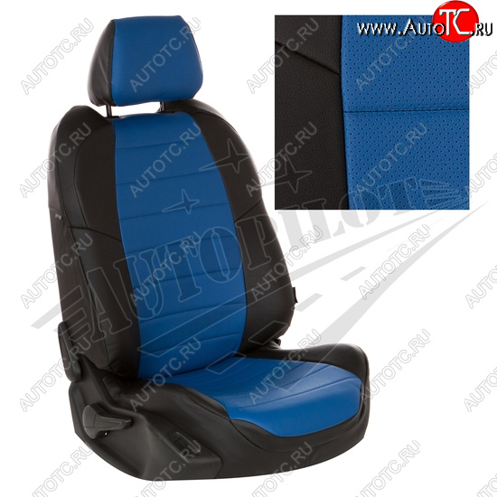 13 449 р. Чехлы сидений AUTOPILOT Экокожа (задние спинка и сиденье 40/60)  Chevrolet Spark  M300 (2010-2022) (Черный + Синий)  с доставкой в г. Калуга