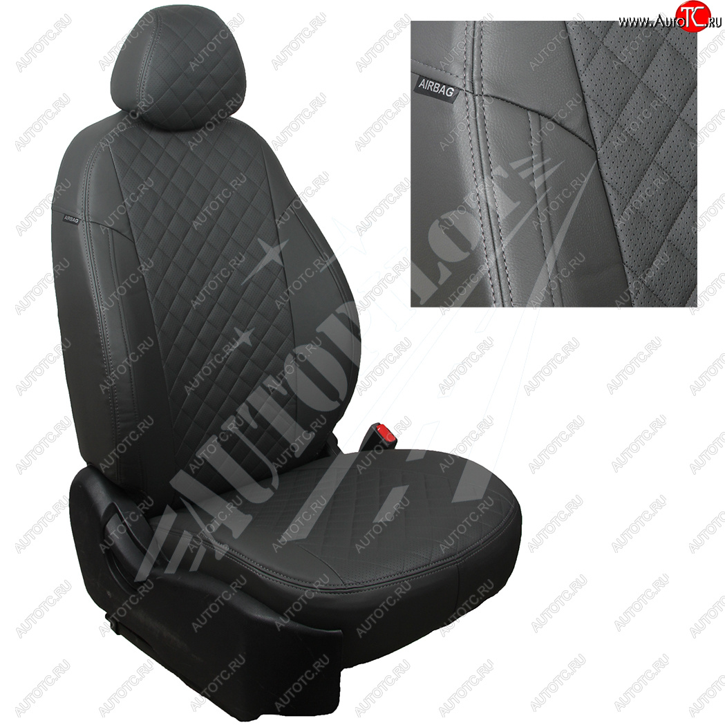 13 999 р. Чехлы сидений AUTOPILOT Экокожа Ромб (задние спинка и сиденье 40/60)  Chevrolet Spark  M300 (2010-2022) (Темно серый + Темный серый)  с доставкой в г. Калуга