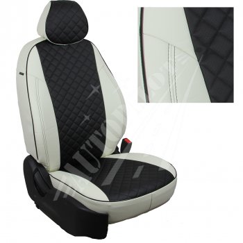 13 999 р. Чехлы сидений AUTOPILOT Экокожа Ромб (задние спинка и сиденье 40/60)  Chevrolet Spark  M300 (2010-2022) (Белый + Черный)  с доставкой в г. Калуга. Увеличить фотографию 1