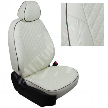 13 999 р. Чехлы сидений AUTOPILOT Экокожа Ромб (задние спинка и сиденье 40/60)  Chevrolet Spark  M300 (2010-2022) (Белый + Белый)  с доставкой в г. Калуга. Увеличить фотографию 1