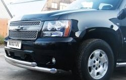 23 999 р. Защита переднего бампера (2 трубыØ76 мм, нержавейка) Russtal  Chevrolet Tahoe  GMT900 (2006-2013)  с доставкой в г. Калуга. Увеличить фотографию 1