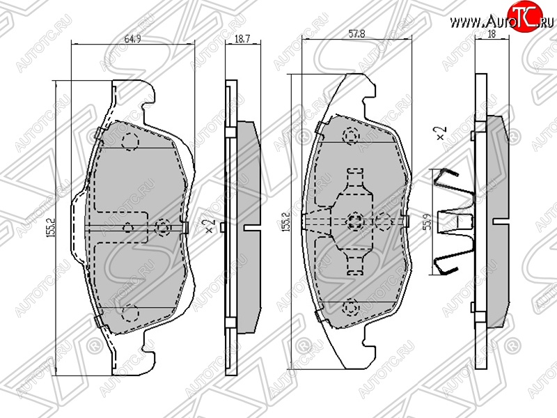 1 579 р. Комплект тормозных колодок SAT (передние)  CITROEN Berlingo  B9 - DS5  PF2  с доставкой в г. Калуга