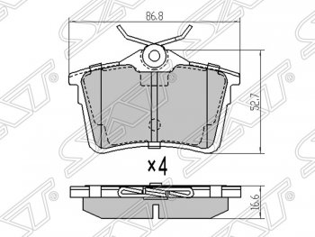 939 р. Колодки тормозные SAT (задние)  Peugeot Partner  B9 (2012-2018)  с доставкой в г. Калуга. Увеличить фотографию 1