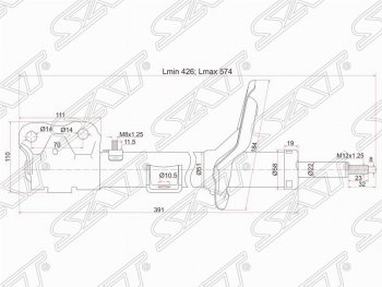 Левый амортизатор передний SAT Mitsubishi Outlander XL (CW)  дорестайлинг (2005-2009)
