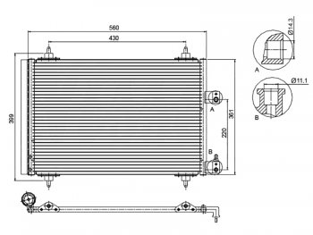 6 199 р. Радиатор кондиционера SAT (1.6D / 1.8 / 2.0 / 2.0D / 2.2D / 3.0) CITROEN C5 X40 дорестайлинг,лифтбэк (2000-2004)  с доставкой в г. Калуга. Увеличить фотографию 1
