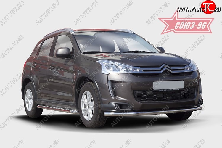 17 639 р. Защита переднего бампера одинарная Souz-96 Premium (d60) CITROEN C4 aircross (2012-2017)  с доставкой в г. Калуга