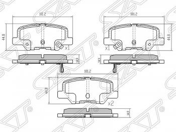 979 р. Колодки тормозные SAT (задние) Mazda 6 GJ дорестайлинг седан (2012-2015)  с доставкой в г. Калуга. Увеличить фотографию 1