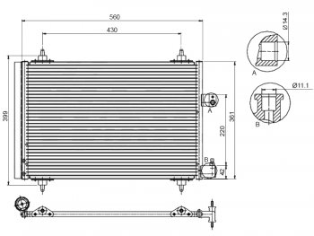 5 449 р. Радиатор кондиционера SAT CITROEN C5 X40 дорестайлинг,лифтбэк (2000-2004)  с доставкой в г. Калуга. Увеличить фотографию 1