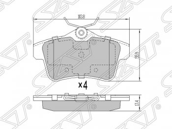 1 069 р. Колодки тормозные SAT (задние) CITROEN C4 B7 седан рестайлинг (2015-2022)  с доставкой в г. Калуга. Увеличить фотографию 1