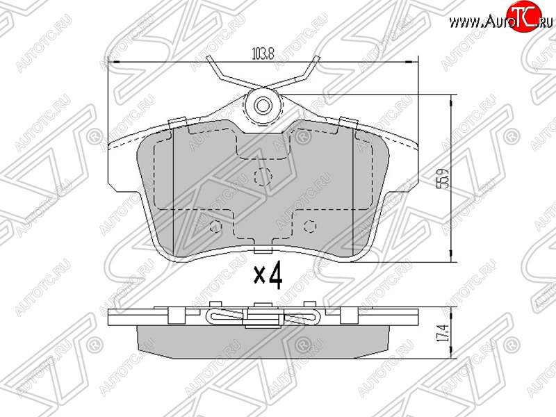 1 069 р. Колодки тормозные SAT (задние) CITROEN C4 B7 седан рестайлинг (2015-2022)  с доставкой в г. Калуга