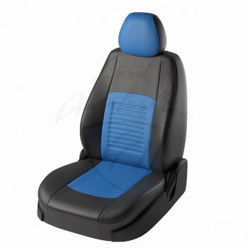 5 499 р. Чехлы для сидений Lord Autofashion Турин (экокожа)  Chevrolet Lacetti ( седан,  универсал,  хэтчбек) (2002-2013), Daewoo Gentra ( KLAS) (2005-2016) (Чёрный, вставка синий)  с доставкой в г. Калуга. Увеличить фотографию 1