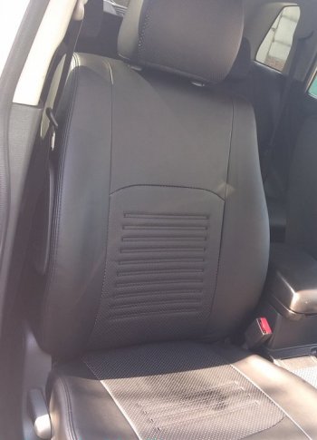 7 399 р. Чехлы для сидений Lord Autofashion Турин (экокожа) Chevrolet Lacetti универсал (2002-2013) (Чёрный, вставка чёрная)  с доставкой в г. Калуга. Увеличить фотографию 2