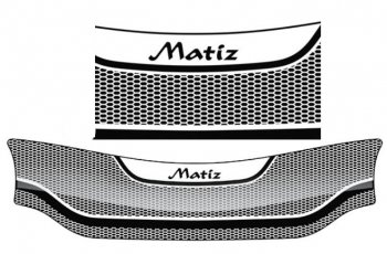2 079 р. Дефлектор капота CA-Plastiс  Daewoo Matiz  M150 (2000-2016) (Серия Art черная)  с доставкой в г. Калуга. Увеличить фотографию 1
