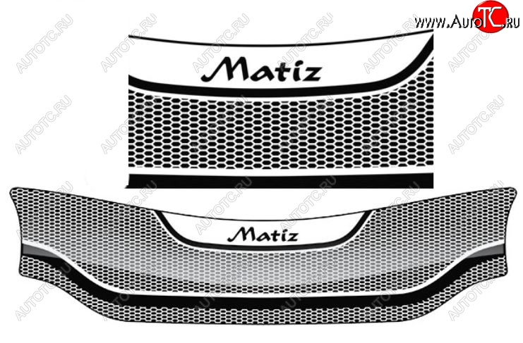 2 079 р. Дефлектор капота CA-Plastiс  Daewoo Matiz  M150 (2000-2016) (Серия Art серебро)  с доставкой в г. Калуга