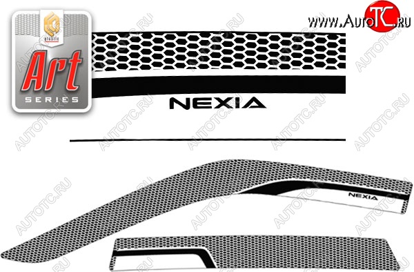 2 059 р. Дефлектора окон CA-Plastiс  Daewoo Nexia  рестайлинг (2008-2015) (Серия Art черная, Без хром.молдинга)  с доставкой в г. Калуга