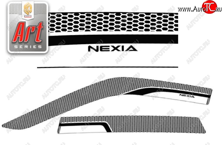 2 059 р. Дефлектор капота CA-Plastiс  Daewoo Nexia  дорестайлинг (1995-2008) (Серия Art черная, Без хром.молдинга)  с доставкой в г. Калуга
