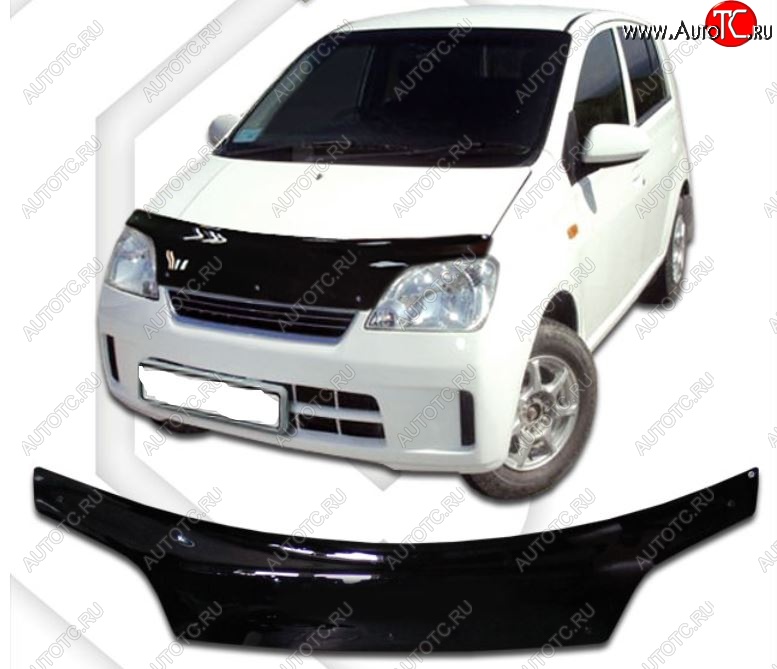 2 259 р. Дефлектор капота (кузов L250S, L250V, L260S) CA-Plastic  Daihatsu Mira (2003-2007) (Classic черный, Без надписи)  с доставкой в г. Калуга