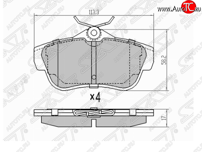 899 р. Комплект задних тормозных колодок SAT  CITROEN Jumpy (2007-2017), Fiat Scudo (2007-2016), Peugeot Expert  G9 (2007-2013)  с доставкой в г. Калуга