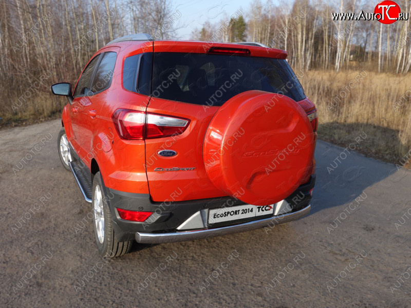 14 899 р. Защита заднего бампера (овальная) ТСС (нержавейка d75х42 мм) Ford EcoSport рестайлинг (2017-2024)  с доставкой в г. Калуга