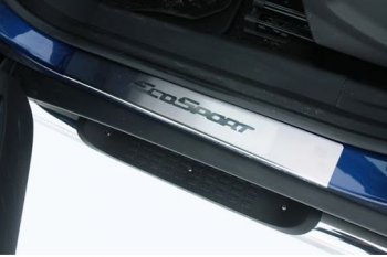 939 р. Накладки на внутренние пороги с рисунком Souz96 нержавеющая сталь Ford EcoSport дорестайлинг (2013-2019)  с доставкой в г. Калуга. Увеличить фотографию 1