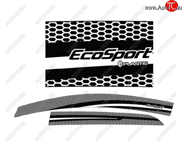 2 259 р. Дефлектора окон CA-Plastic  Ford EcoSport (2017-2024) (Серия Art белая)  с доставкой в г. Калуга