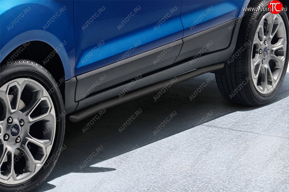 10 749 р. Защита порогов Slitkoff (d57 мм)  Ford EcoSport (2017-2024) (Сталь с полимерным покрытием. Цвет: чёрный)  с доставкой в г. Калуга