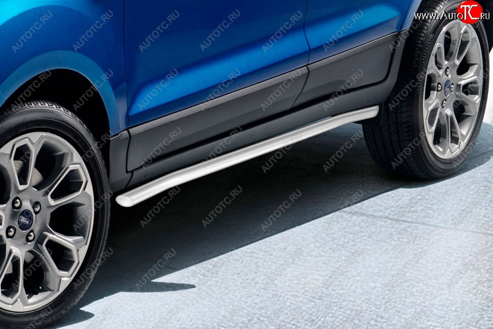 8 399 р. Защита порогов Slitkoff (d57 мм)  Ford EcoSport (2017-2024) (Сталь с полимерным покрытием. Цвет: серебристый)  с доставкой в г. Калуга