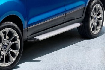 Пороги алюминиевые Optima Silver 1600 серебристые на Ford (Форд) EcoSport (ЭкоСпорт) (2017-2024) рестайлинг