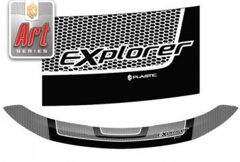 3 069 р. Дефлектор капота CA-Plastiс exclusive  Ford Explorer  U502 (2015-2019) (Серия Art серебро)  с доставкой в г. Калуга. Увеличить фотографию 1