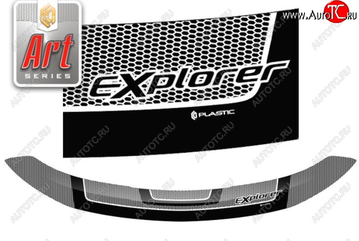 3 069 р. Дефлектор капота CA-Plastiс exclusive  Ford Explorer  U502 (2015-2019) (Серия Art графит)  с доставкой в г. Калуга