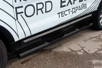 Защита порогов Slitkoff (d76, с проступями) Ford Explorer U502 1-ый рестайлинг, 5 дв. (2015-2018)