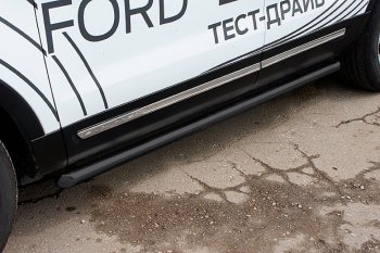 15 999 р. Защита порогов Slitkoff (d76 мм)  Ford Explorer  U502 (2015-2018) (Нержавейка, Полированная)  с доставкой в г. Калуга. Увеличить фотографию 2