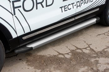 13 799 р. Пороги алюминиевые Optima Silver 1800 серебристые на  Ford Explorer  U502 (2015-2018) (Optima Silver)  с доставкой в г. Калуга. Увеличить фотографию 1