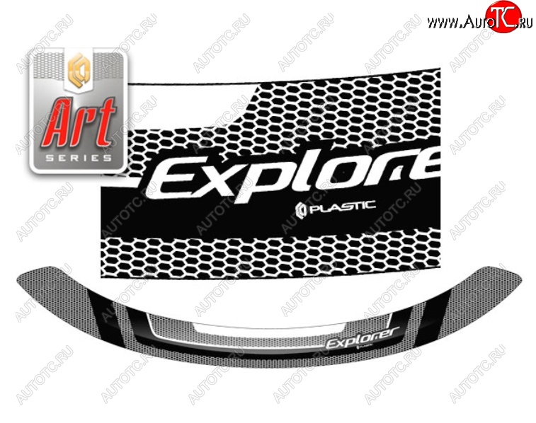 2 399 р. Дефлектор капота CA-Plastiс  Ford Explorer  U502 (2010-2016) (Серия Art черная)  с доставкой в г. Калуга