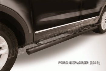 11 199 р. Защита порогов d76 труба Slitkoff Ford Explorer U502 дорестайлинг (2010-2016) (Цвет: серебристый)  с доставкой в г. Калуга. Увеличить фотографию 1