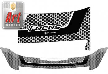 2 349 р. Дефлектор капота CA-Plastiс  Ford Focus  2 (2007-2011) (Серия Art серебро)  с доставкой в г. Калуга. Увеличить фотографию 1