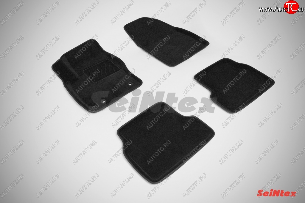 4 799 р. Износостойкие коврики в салон SeiNtex Premium 3D 4 шт. (ворсовые, черные) Ford Focus 2 универсал рестайлинг (2007-2011)  с доставкой в г. Калуга