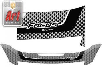 2 349 р. Дефлектор капота CA-Plastiс  Ford Focus  2 (2007-2011) (Серия Art серебро)  с доставкой в г. Калуга. Увеличить фотографию 1