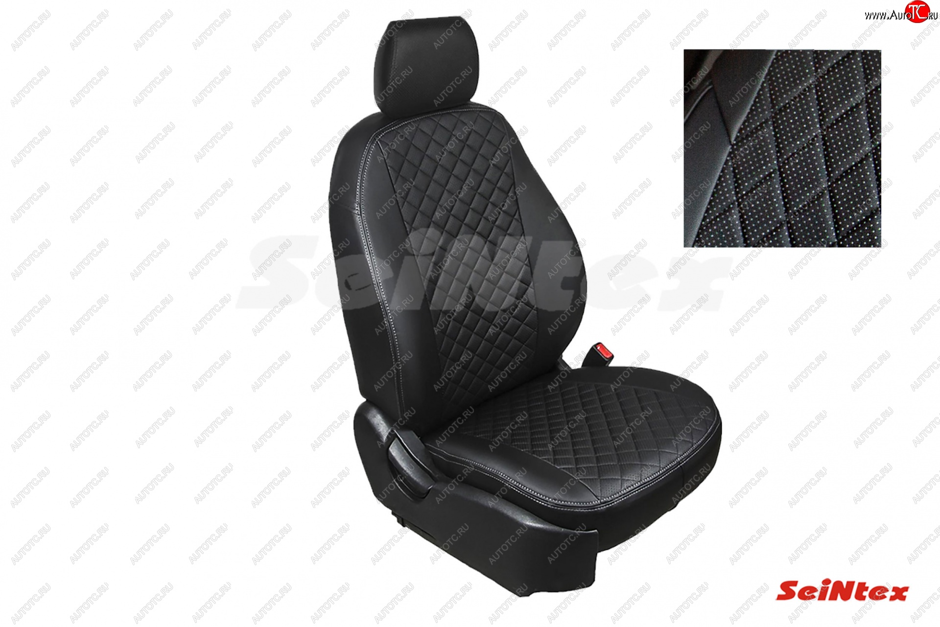 6 699 р. Чехлы для сидений (GhiaTitanium) Seintex (экокожа, ромб)  Ford Focus  2 (2004-2011) (Черный)  с доставкой в г. Калуга
