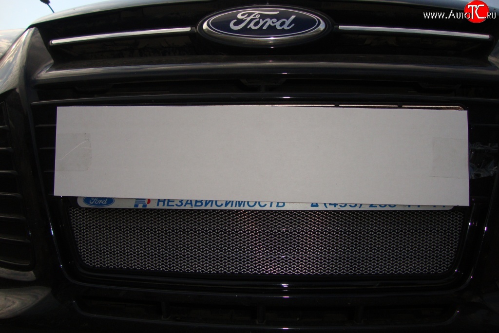 1 279 р. Сетка на бампер Russtal (хром) Ford Focus 3 хэтчбэк дорестайлинг (2010-2015)  с доставкой в г. Калуга