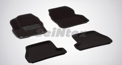 Коврики в салон (АКПП) SeiNtex Premium 3D 4 шт. (ворсовые, черные) Ford Focus 3 хэтчбэк дорестайлинг (2010-2015)