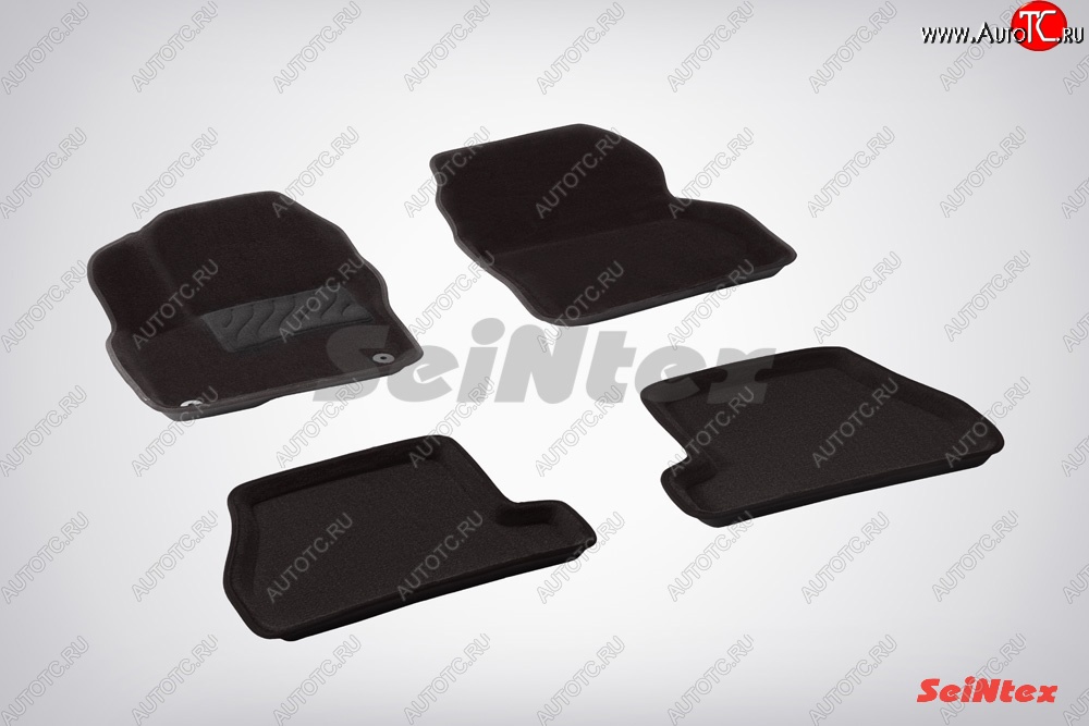 4 799 р. Коврики в салон (АКПП) SeiNtex Premium 3D 4 шт. (ворсовые, черные) Ford Focus 3 хэтчбэк дорестайлинг (2010-2015)  с доставкой в г. Калуга